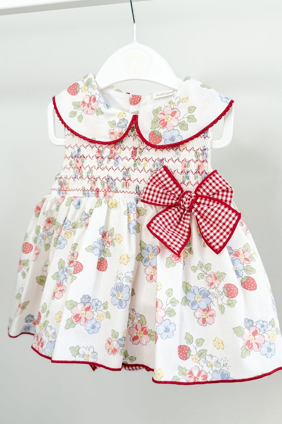 Valentina Bebés "Blossom" Red Floral Strawberry Dress &amp; Bloomers - Millie and John