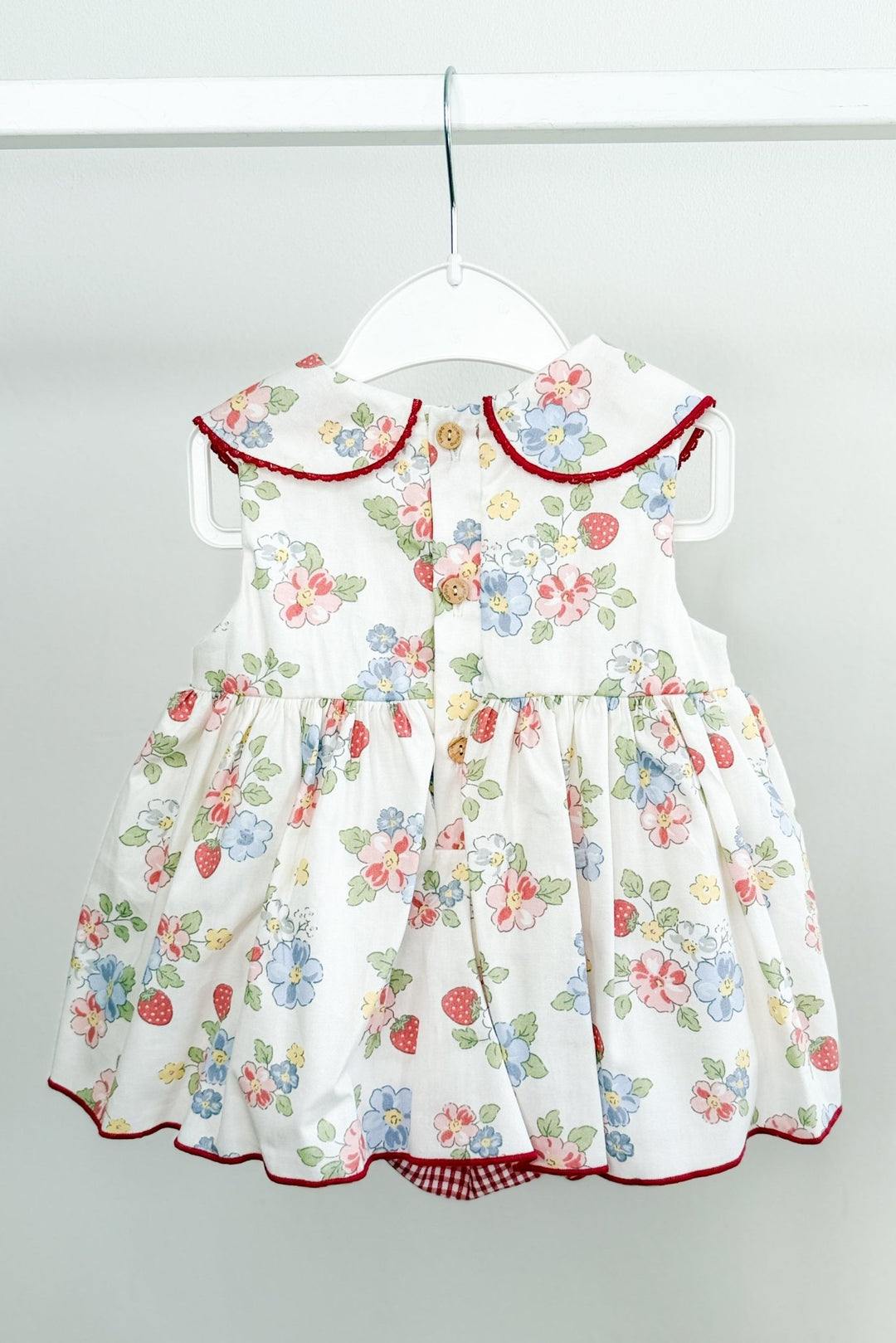 Valentina Bebés "Blossom" Red Floral Strawberry Dress &amp; Bloomers - Millie and John