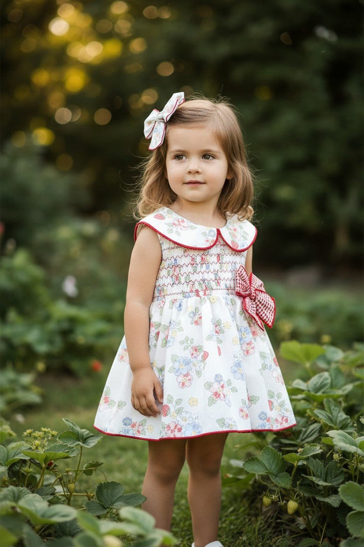 Valentina Bebés "Blossom" Red Floral Strawberry Dress &amp; Bloomers - Millie and John
