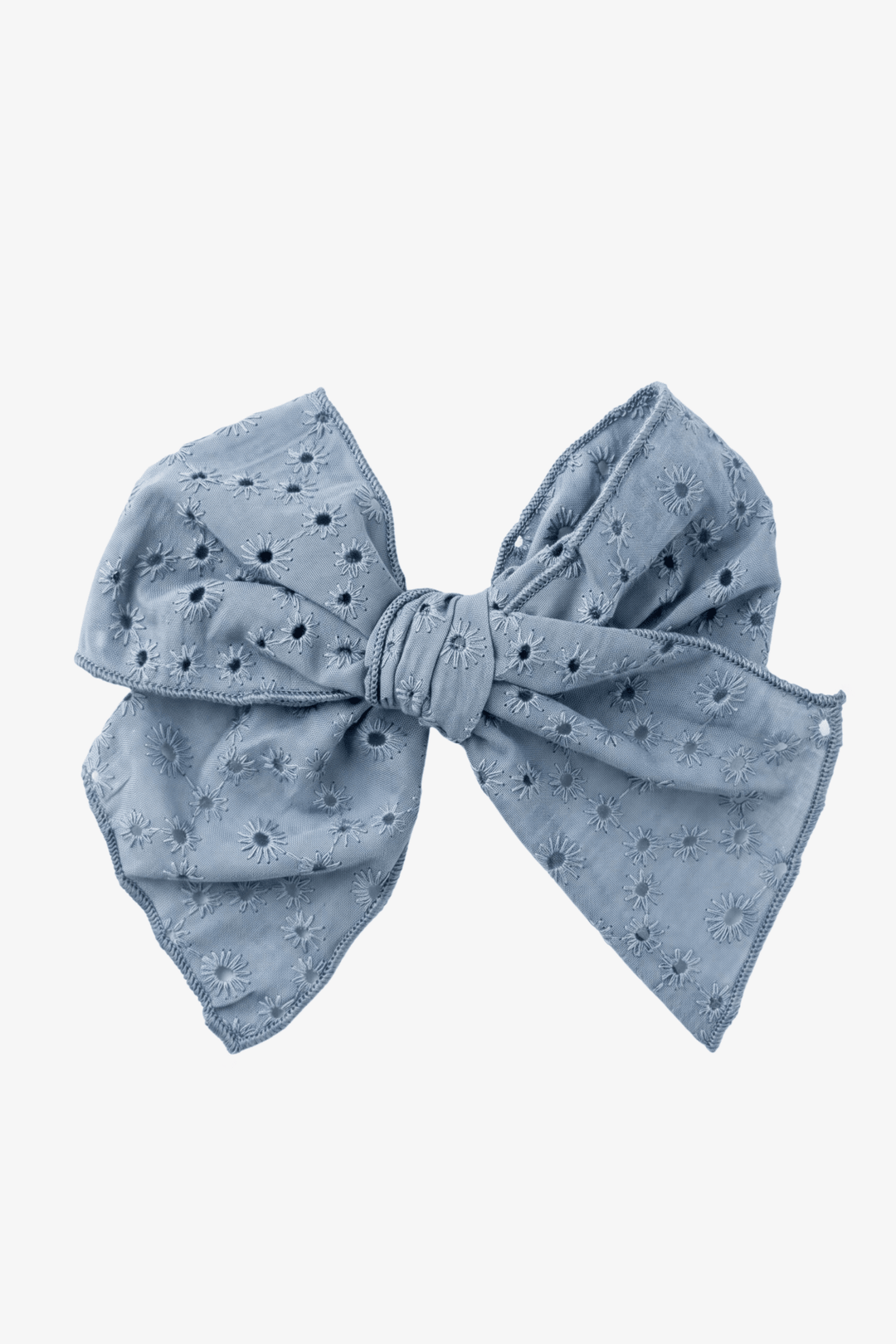 Valentina Bebés Blue Broderie Anglaise Hair Bow - Millie and John