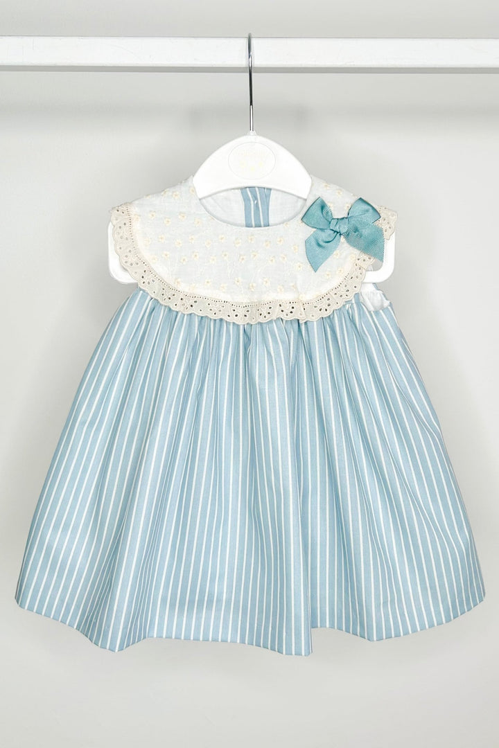 Valentina Bebés "Coralie" Teal Striped Dress & Bloomers - Millie and John