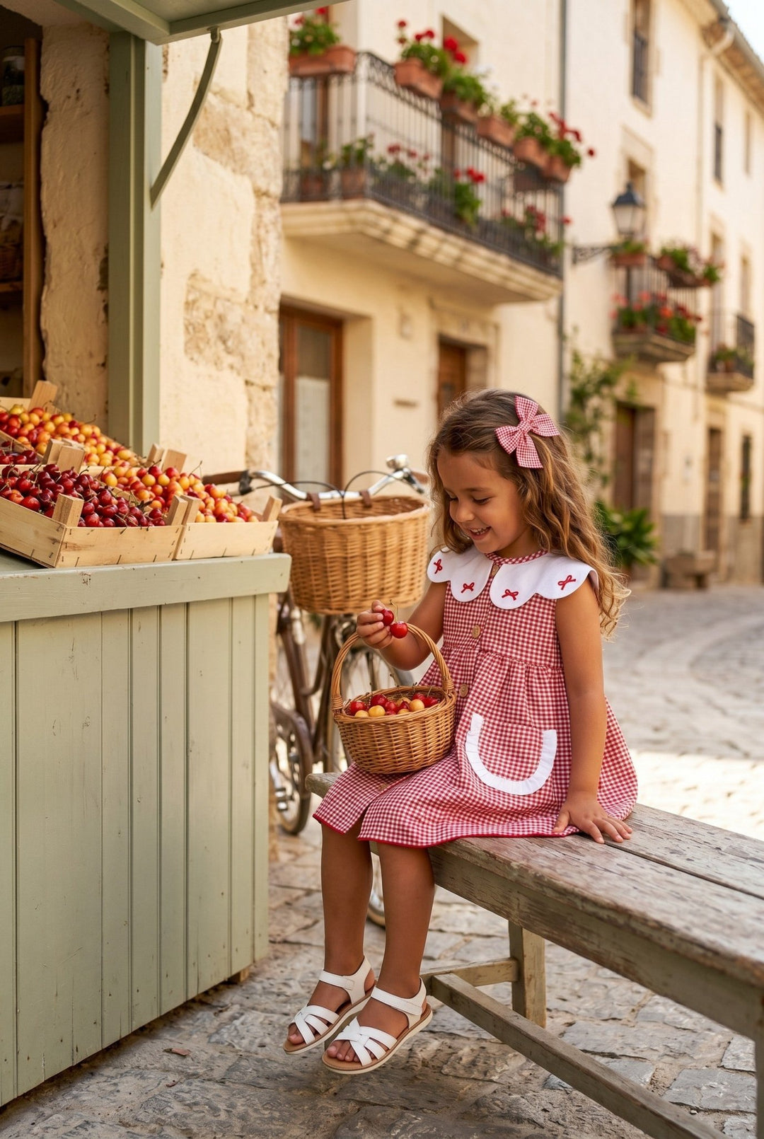 Valentina Bebés "Dixie" Red Gingham Bow Dress &amp; Bloomers - Millie and John