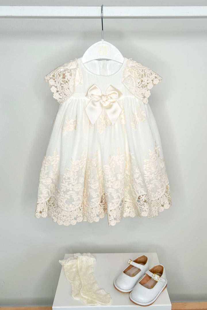 Valentina Bebés "Dorothea" Cream Lace Dress & Bloomers - Millie and John