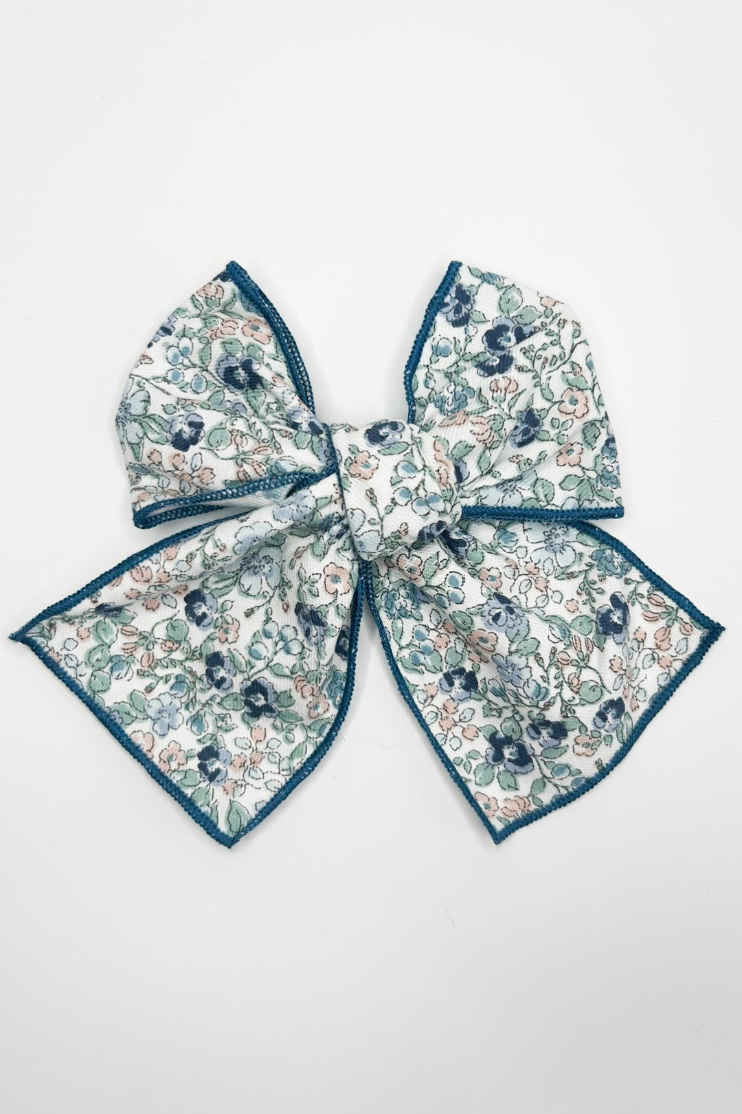 Valentina Bebes Dusky Blue Vintage Floral Hair Bow - Millie and John
