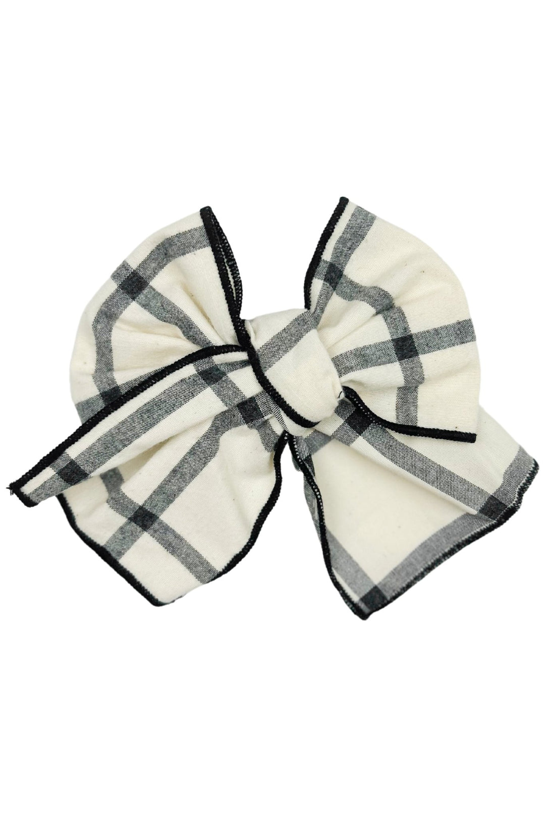 Valentina Bebes Ecru & Grey Checked Hair Bow - Millie and John