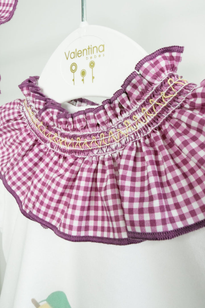 Valentina Bebés "Edie" Purple Gingham Lemon Top &amp; Skort - Millie and John