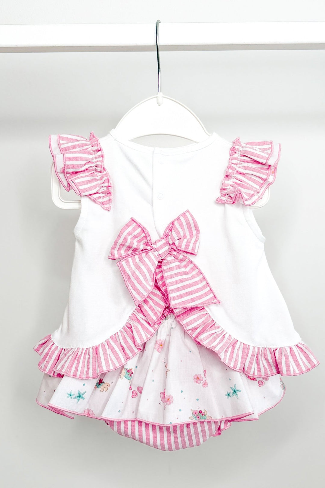 Valentina Bebés "Eloise" Pink Bunny Top &amp; Beach Print Skort - Millie and John