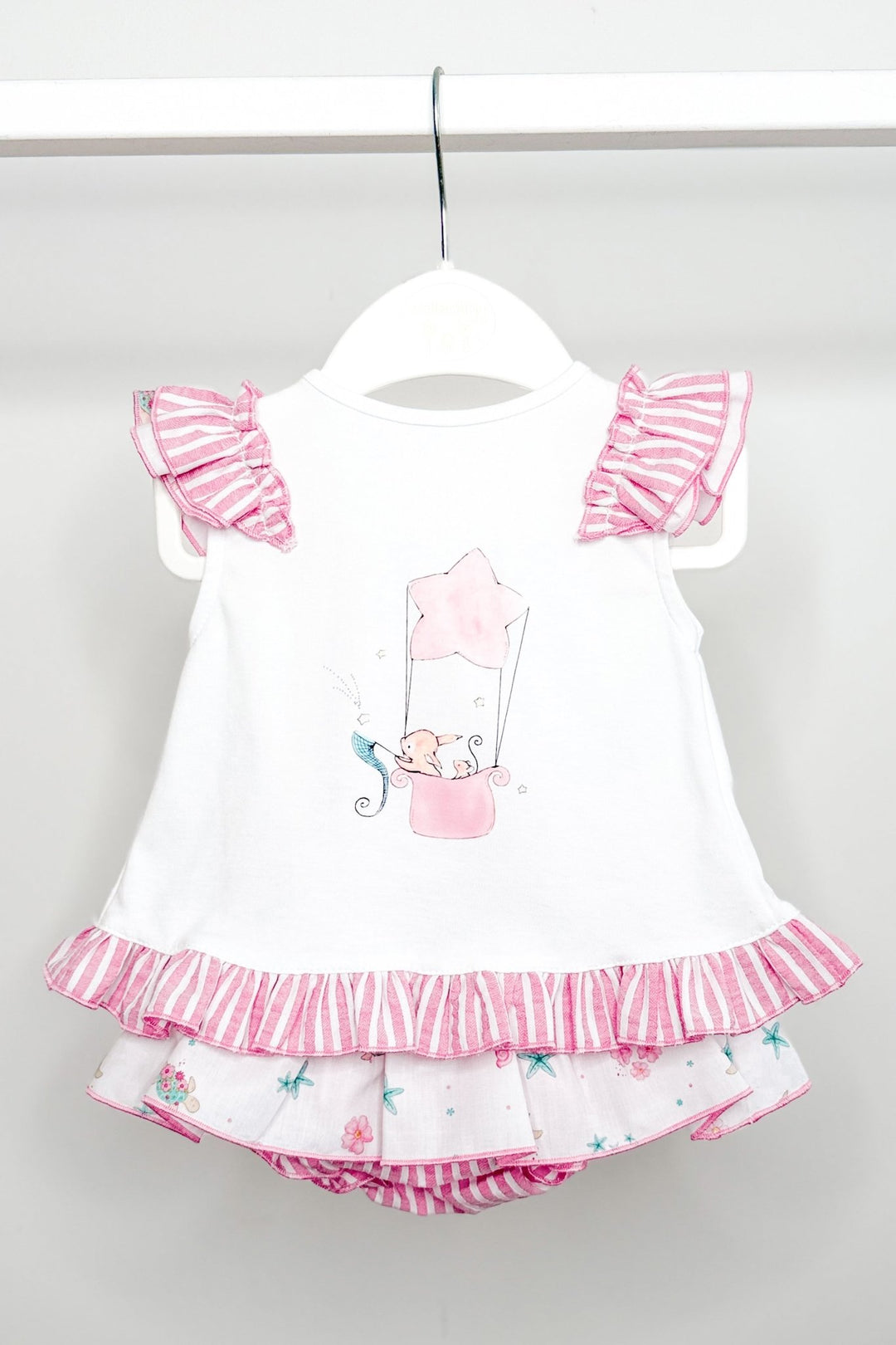 Valentina Bebés "Eloise" Pink Bunny Top & Beach Print Skort - Millie and John