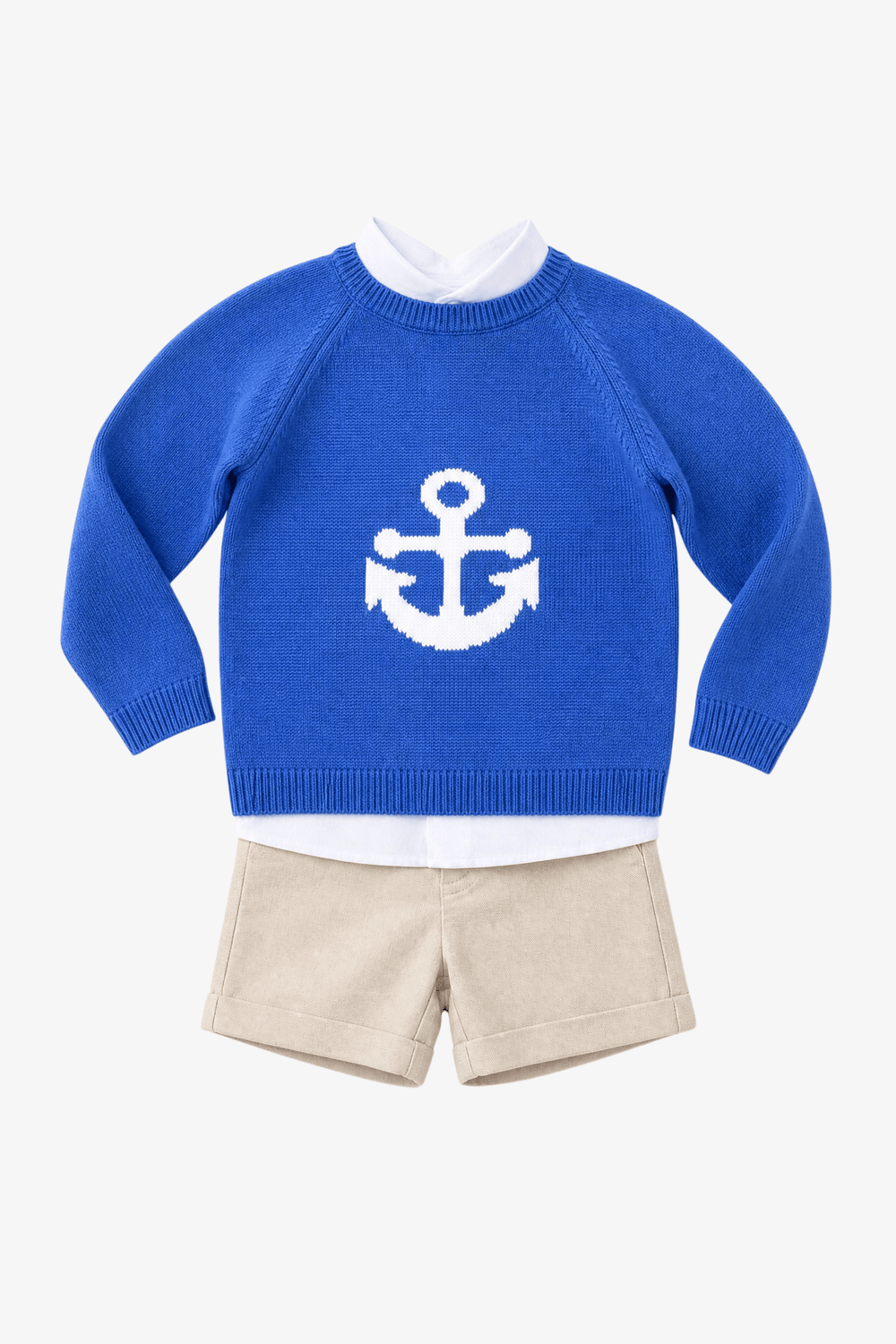 Valentina Bebés "Emile" Blue Anchor Jumper, Shirt & Shorts - Millie and John