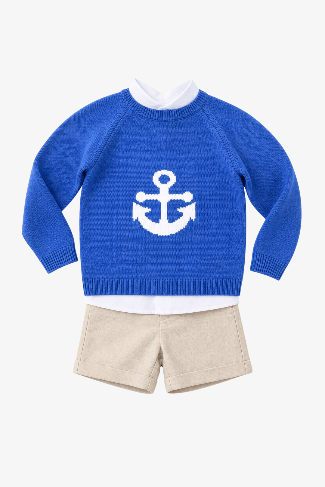 Valentina Bebés "Emile" Blue Anchor Jumper, Shirt &amp; Shorts - Millie and John