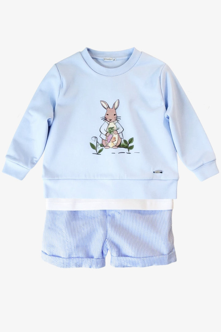 Valentina Bebés "Felix" Blue Peter Rabbit Sweatshirt, T-Shirt &amp; Shorts - Millie and John