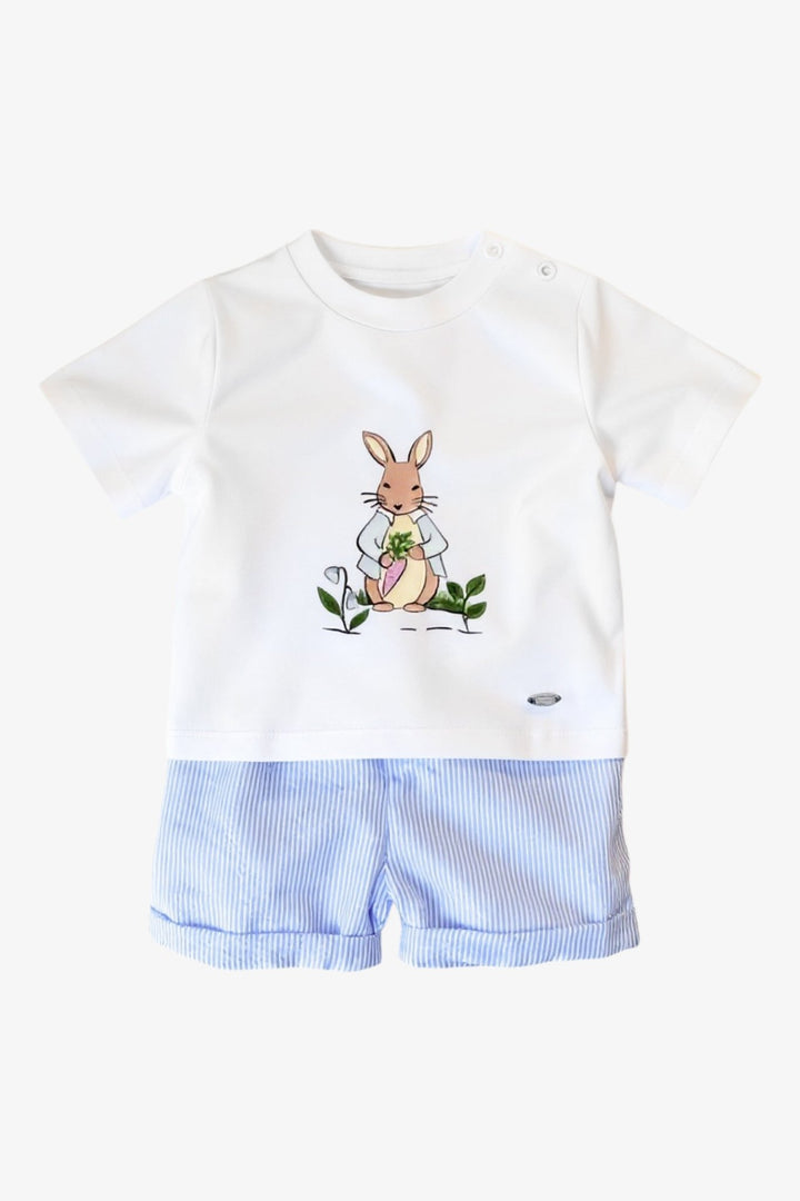 Valentina Bebés "Felix" Blue Peter Rabbit Sweatshirt, T-Shirt & Shorts - Millie and John