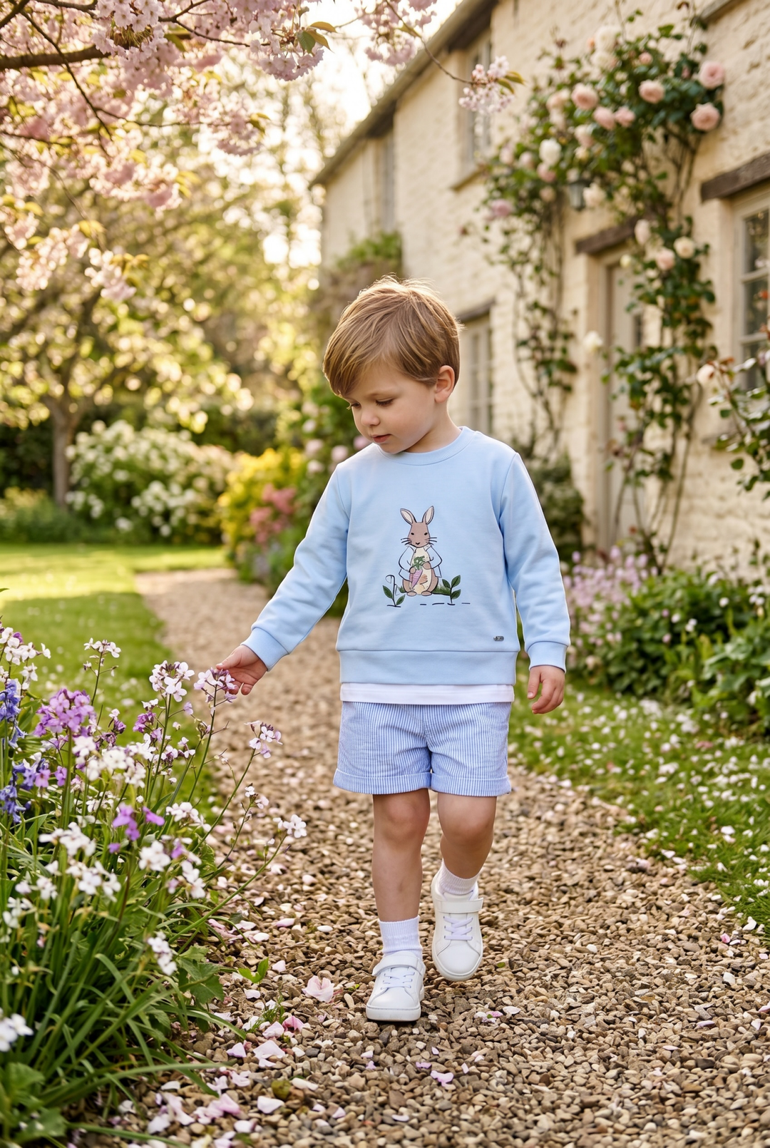 Valentina Bebés "Felix" Blue Peter Rabbit Sweatshirt, T-Shirt & Shorts - Millie and John