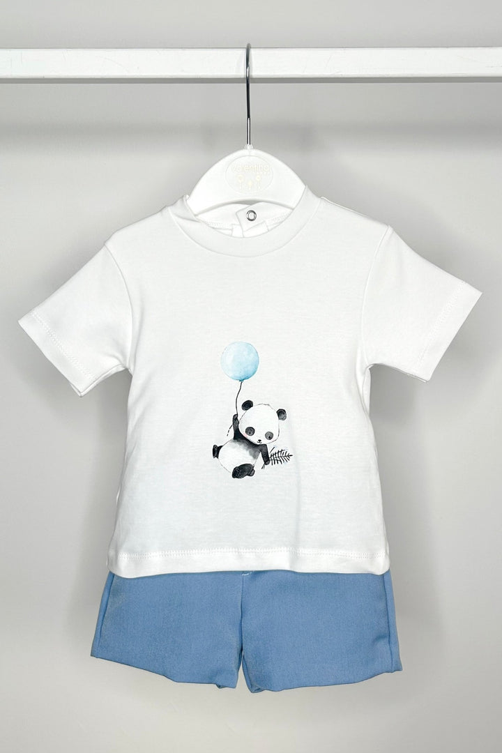 Valentina Bebés "Finnick" Blue Gingham Shirt, T-Shirt & Shorts - Millie and John