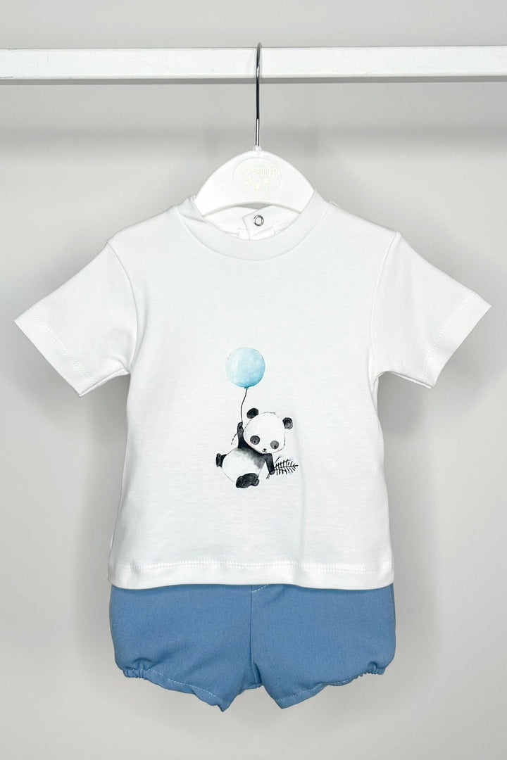 Valentina Bebés "Finnick" Blue Gingham Shirt, T-Shirt & Shorts - Millie and John