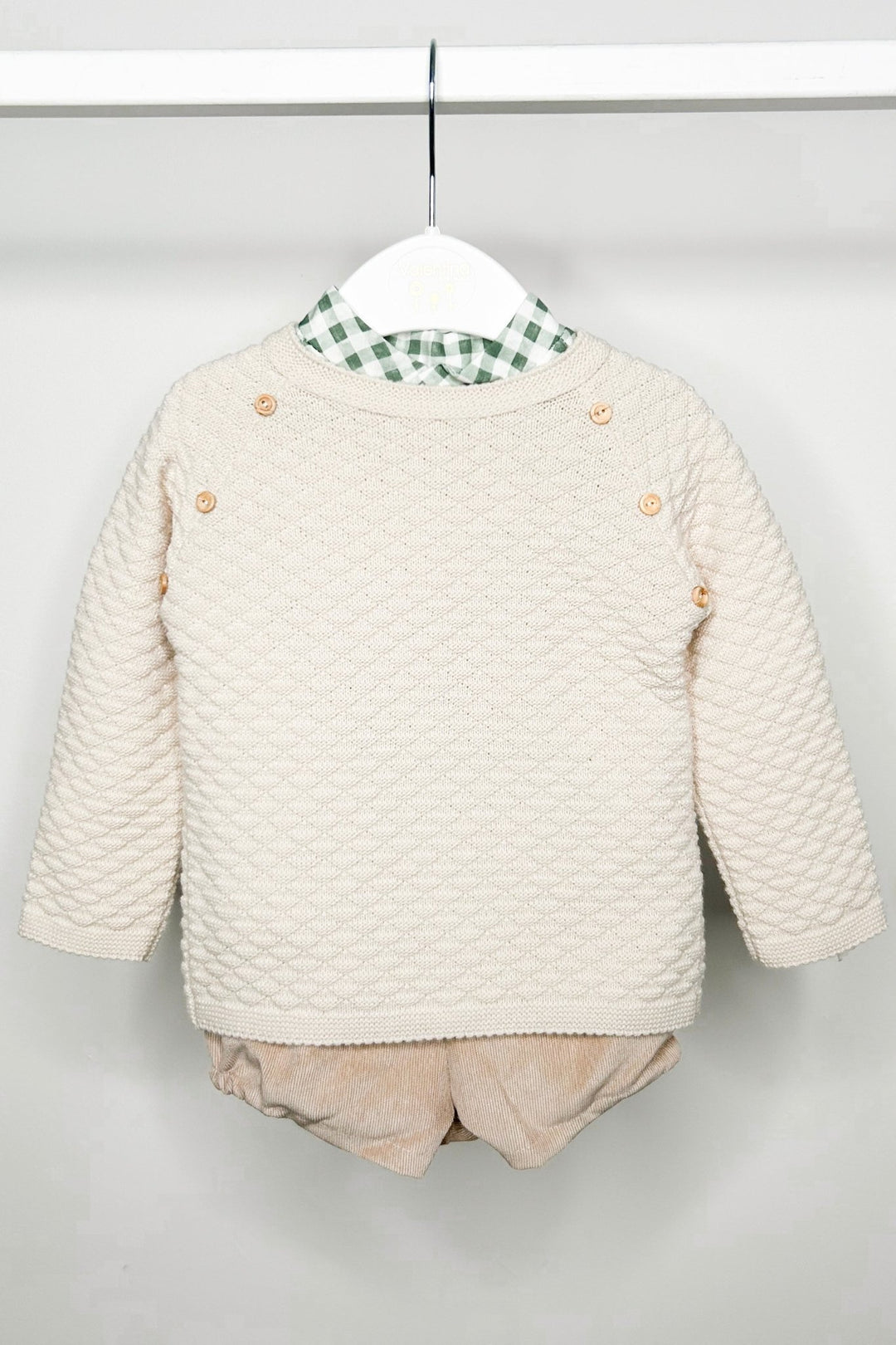 Valentina Bebes "Gregory" Stone Knit Jumper, Shirt & Shorts - Millie and John