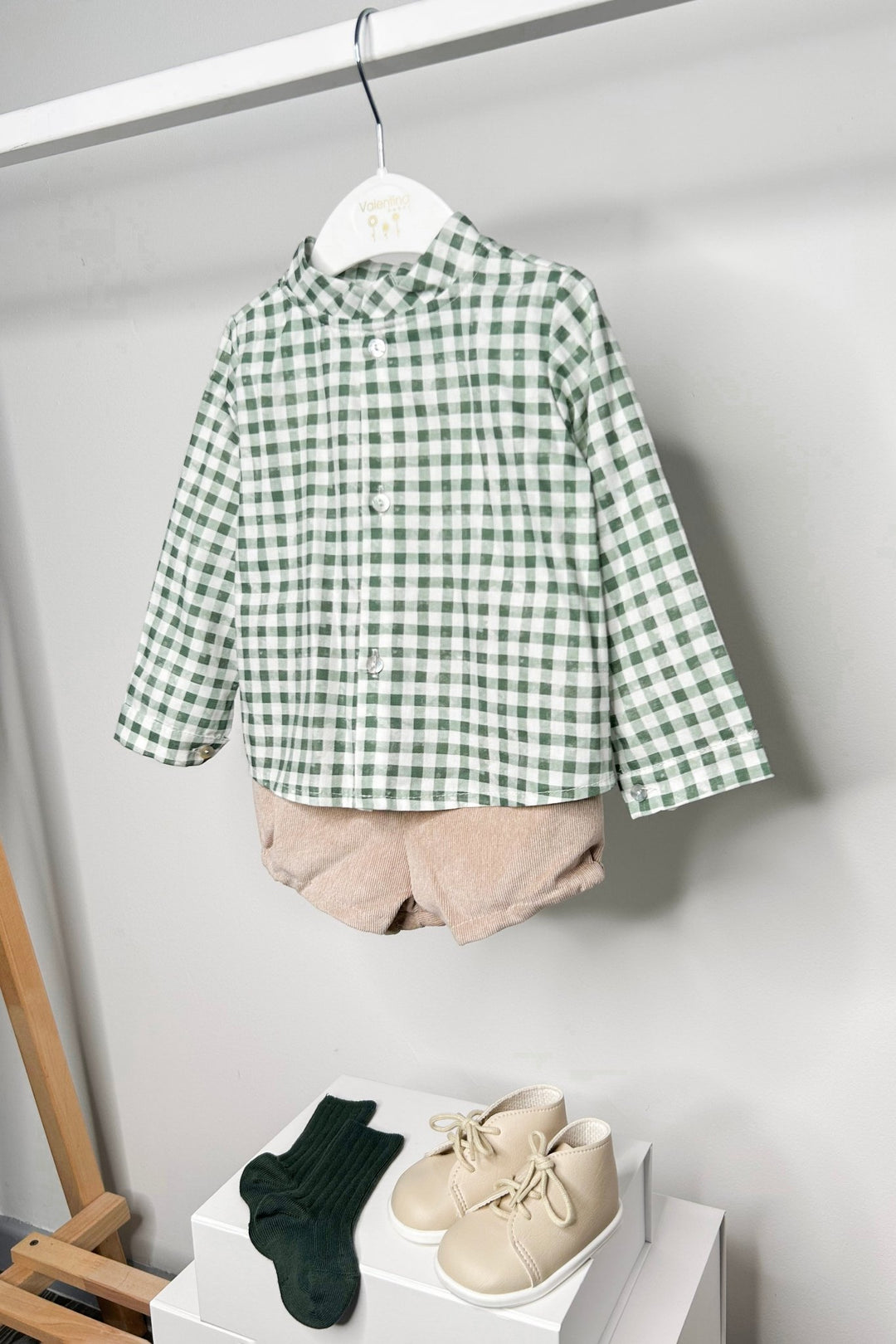 Valentina Bebes "Gregory" Stone Knit Jumper, Shirt & Shorts - Millie and John