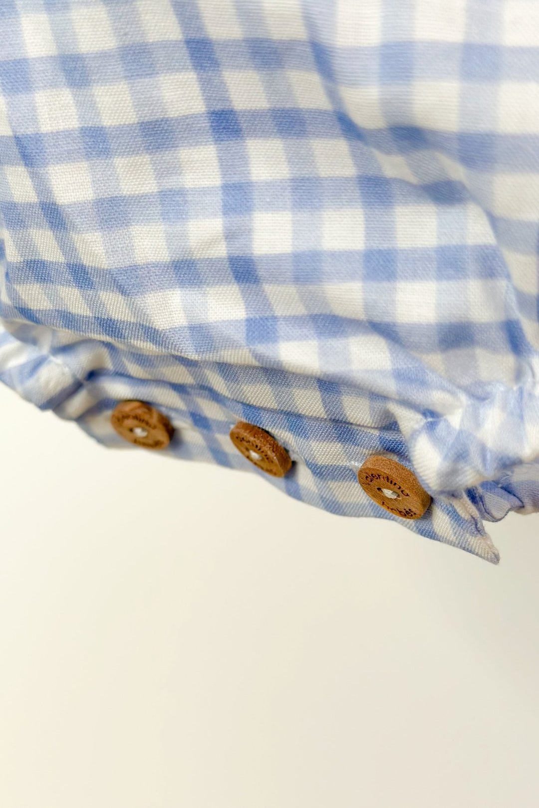 Valentina Bebés "Harrie" Blue Gingham Smocked Duck Romper - Millie and John