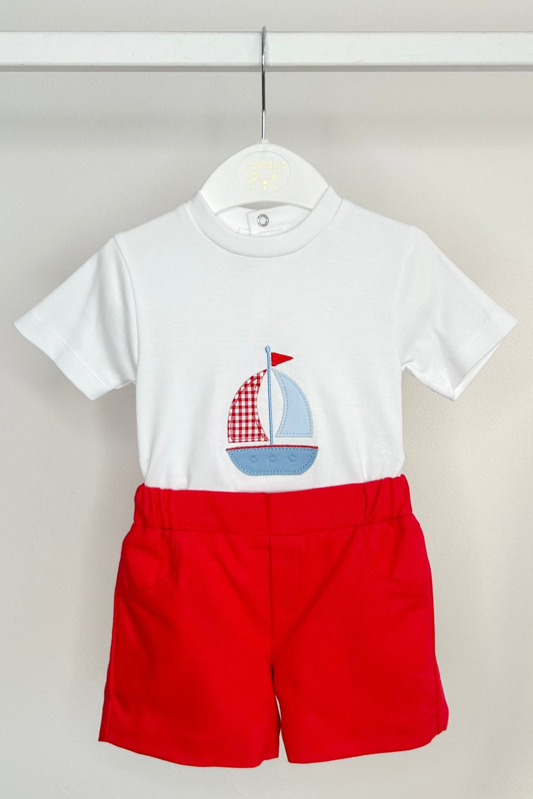 Valentina Bebés "Heath" Red Gingham Shirt, T-Shirt & Shorts - Millie and John