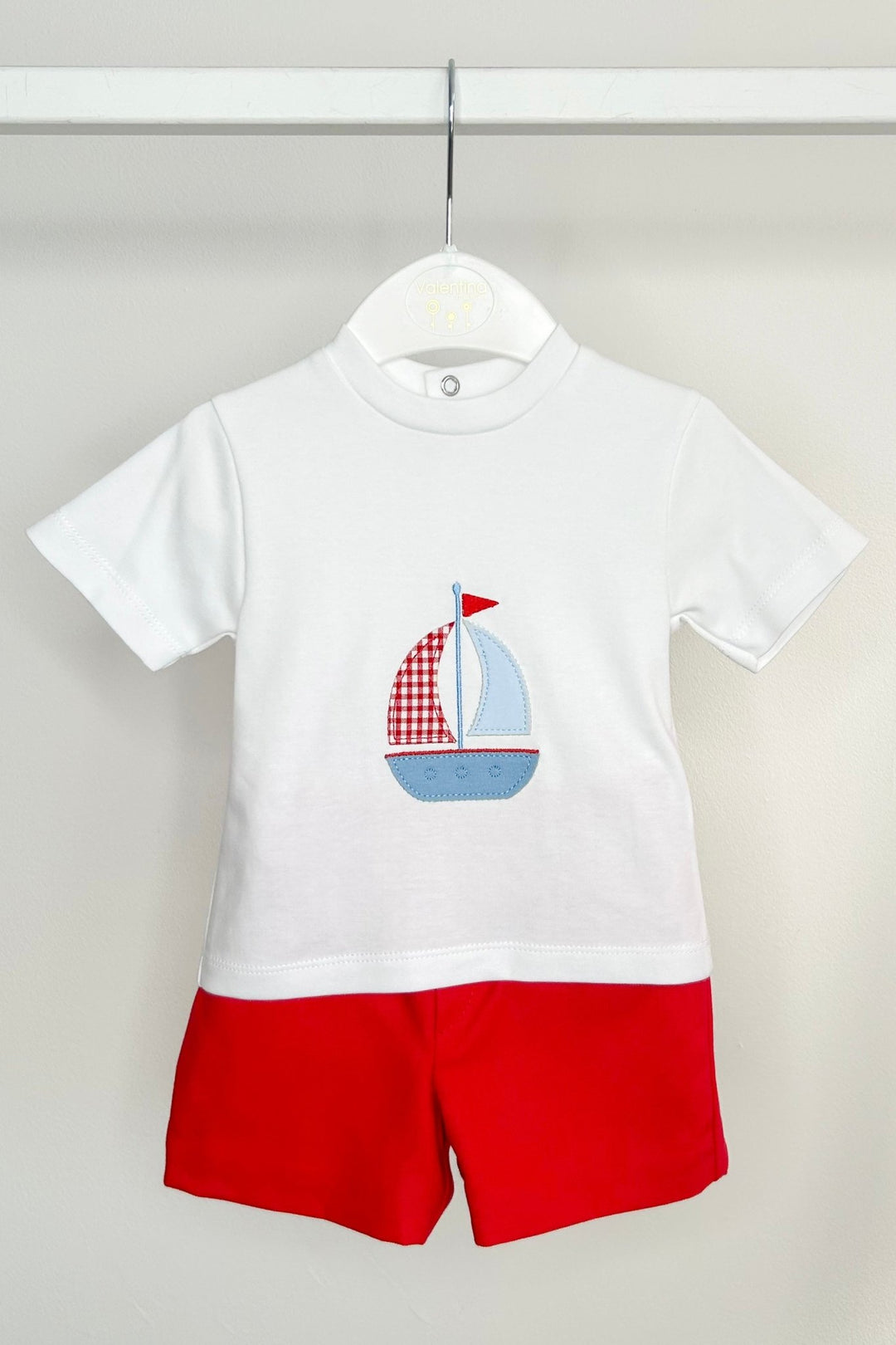 Valentina Bebés "Heath" Red Gingham Shirt, T-Shirt & Shorts - Millie and John
