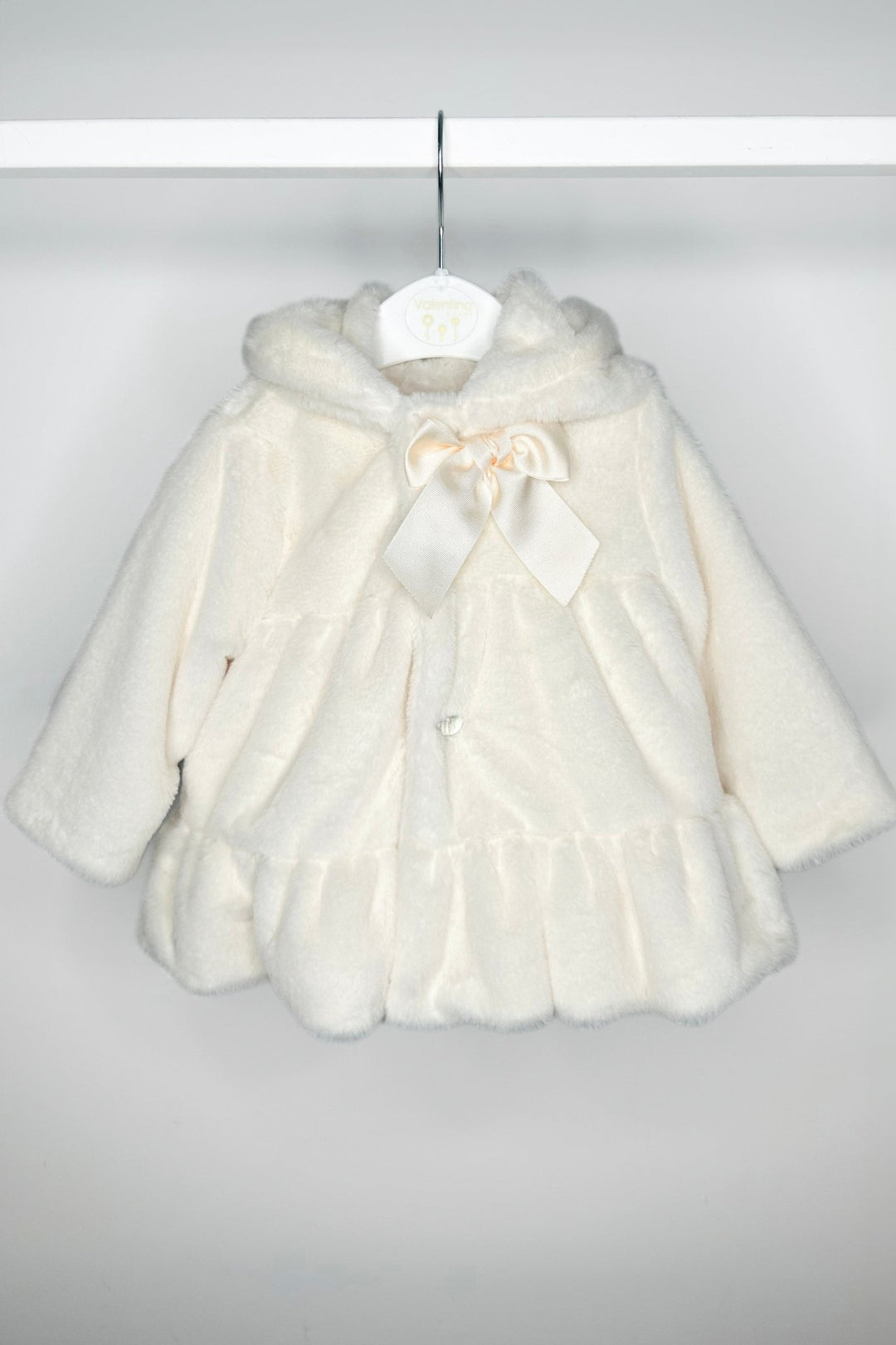 Valentina Bebes Ivory Faux Fur Hooded Coat - Millie and John