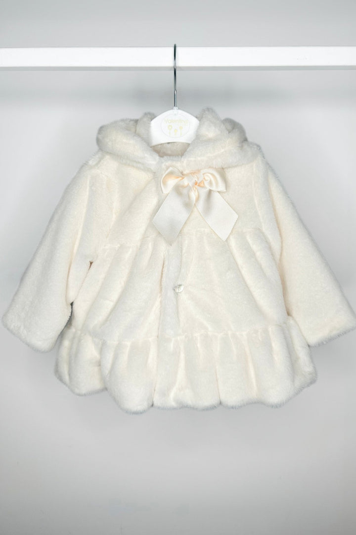 Valentina Bebes Ivory Faux Fur Hooded Coat - Millie and John