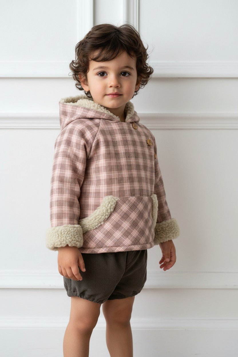 Valentina Bebes "Jeremiah" Pale Rose Tartan Hoodie &amp; Cord Shorts - Millie and John