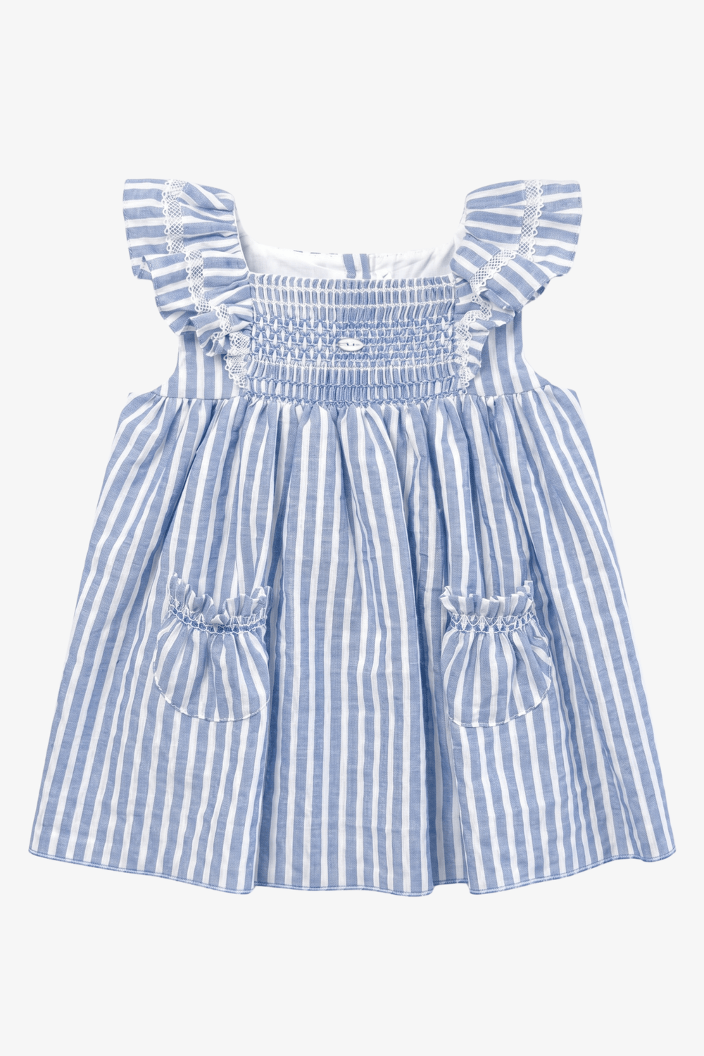 Valentina Bebés "Liana" Blue Striped Smocked Dress & Bloomers - Millie and John