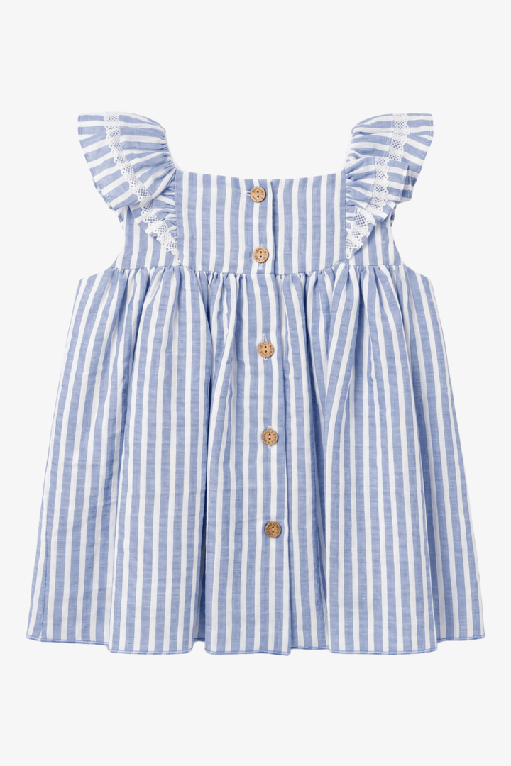 Valentina Bebés "Liana" Blue Striped Smocked Dress &amp; Bloomers - Millie and John