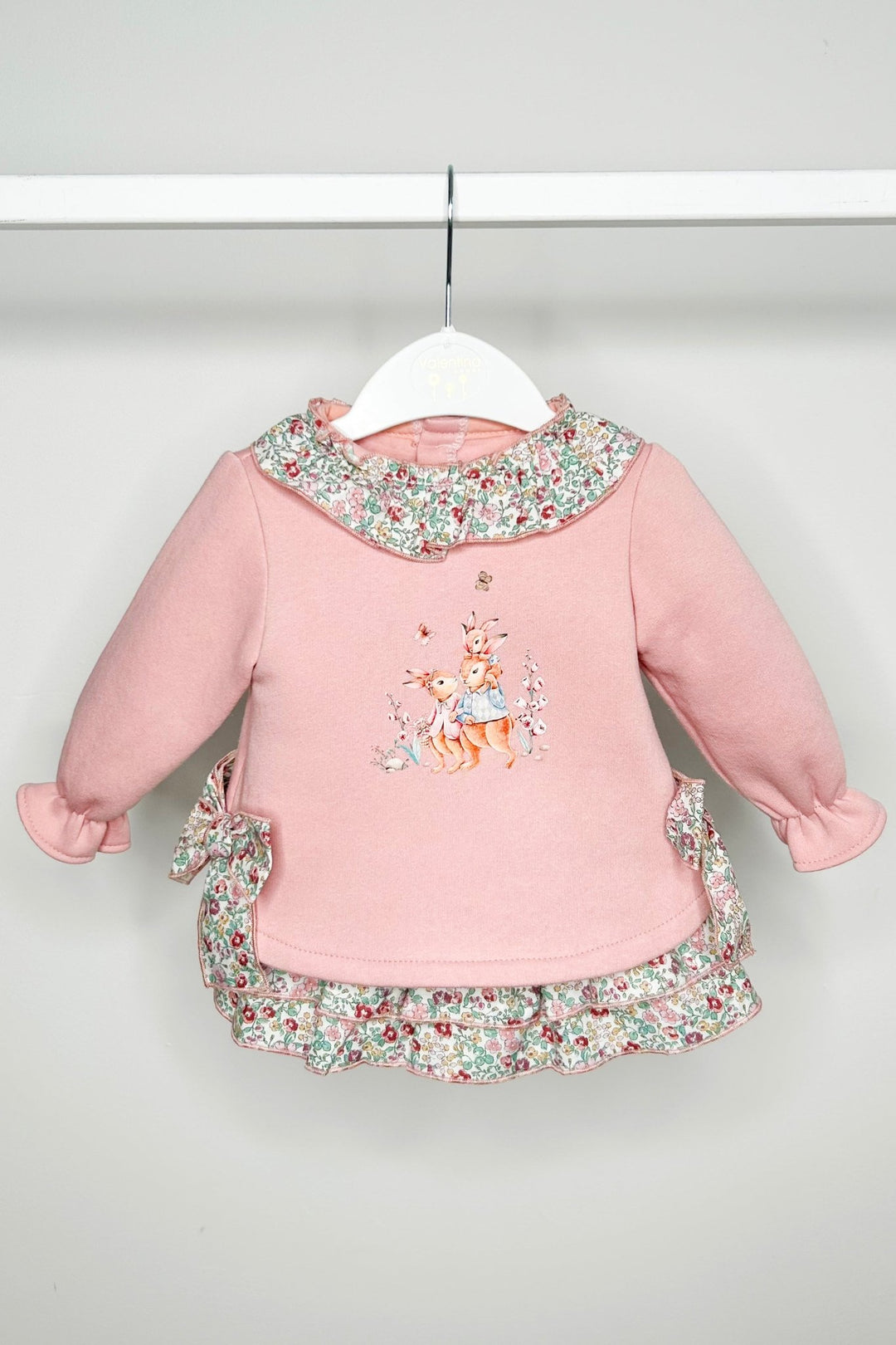 Valentina Bebes "Lucille" Dusky Pink Sweatshirt & Floral Skort - Millie and John