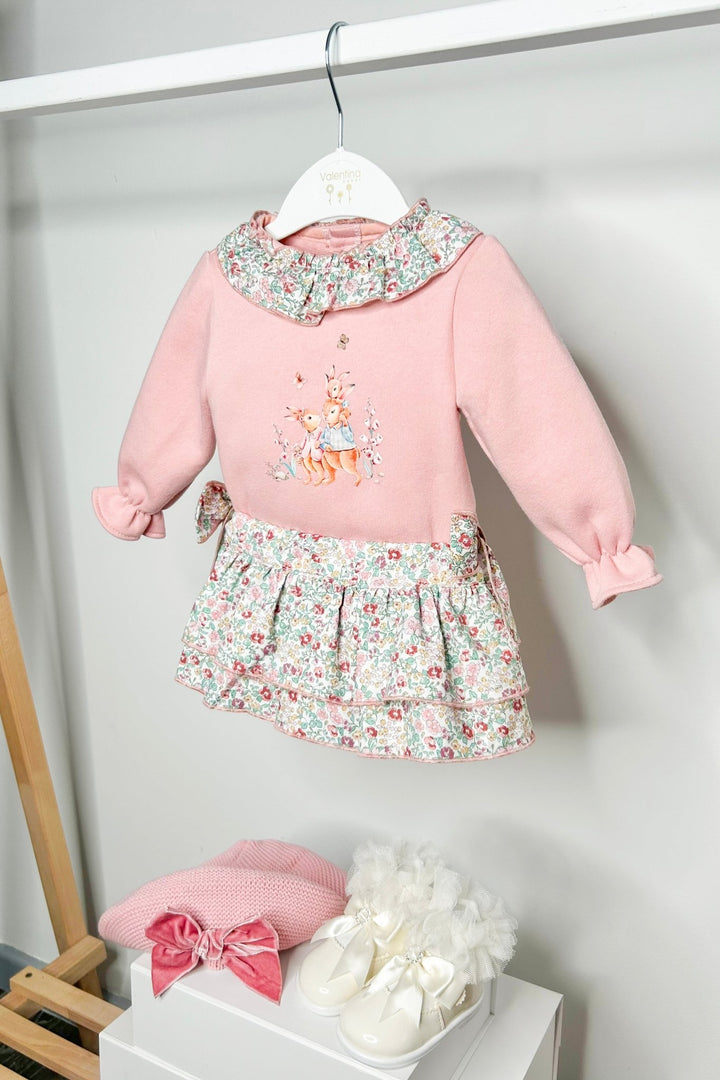 Valentina Bebes "Lucille" Dusky Pink Sweatshirt & Floral Skort - Millie and John