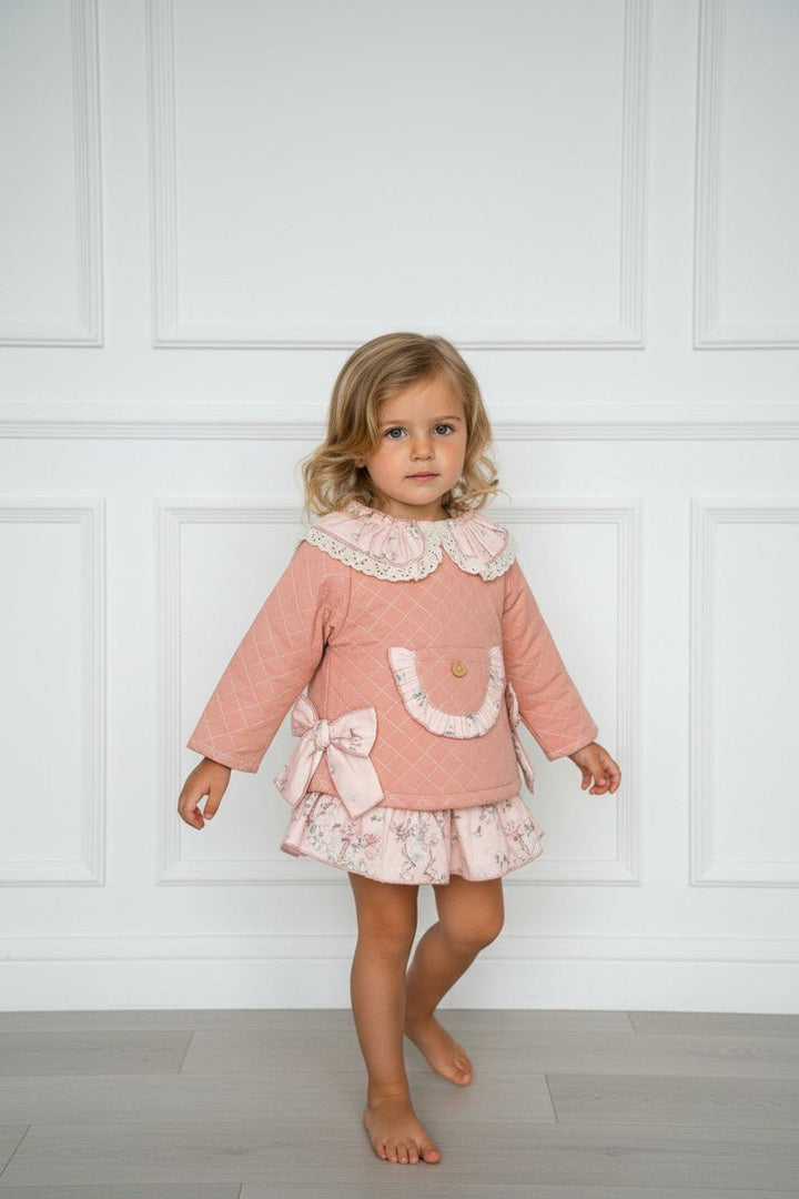 Valentina Bebes "Lula" Salmon Pink Carousel Pony Top &amp; Skort - Millie and John