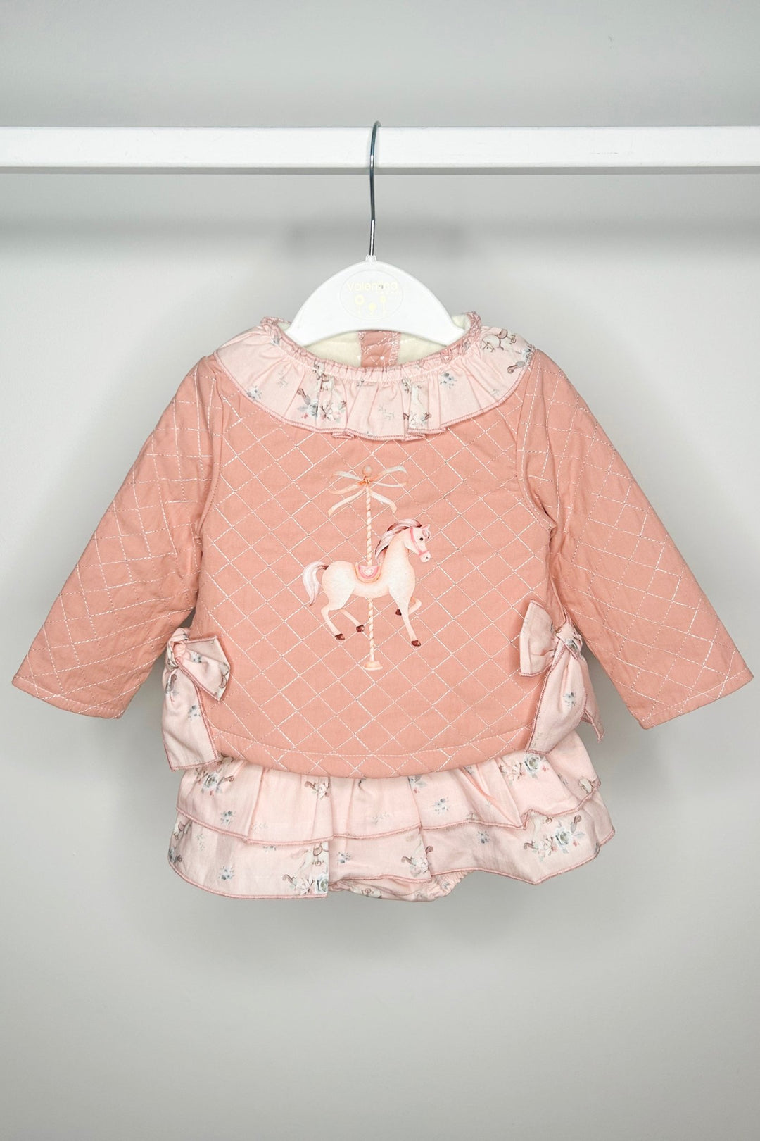 Valentina Bebes "Mya" Salmon Pink Carousel Pony Top & Skort - Millie and John
