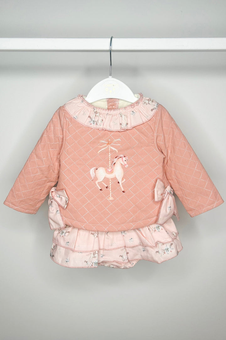 Valentina Bebes "Mya" Salmon Pink Carousel Pony Top & Skort - Millie and John