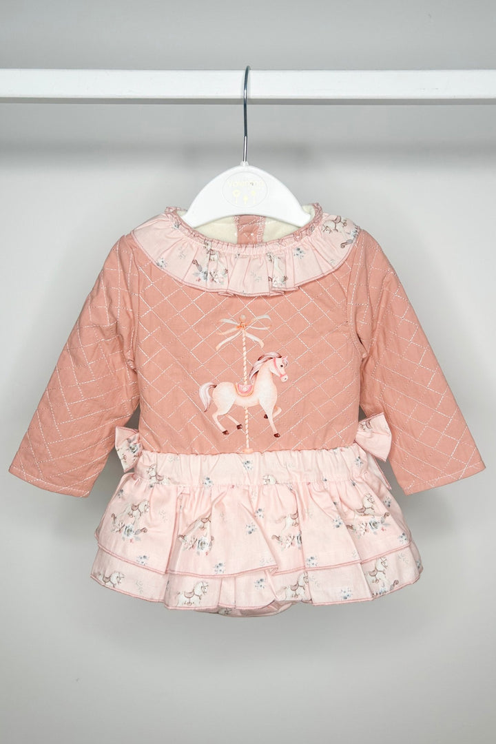 Valentina Bebes "Mya" Salmon Pink Carousel Pony Top & Skort - Millie and John