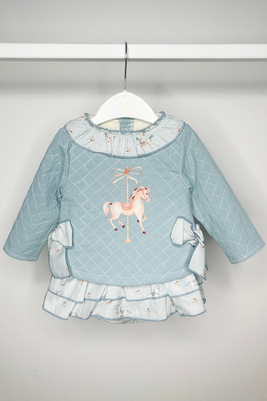 Valentina Bebes "Mya" Teal Carousel Pony Top & Skort - Millie and John