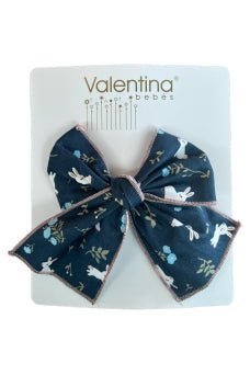Valentina Bebes Navy Bunny Print Hair Bow - Millie and John