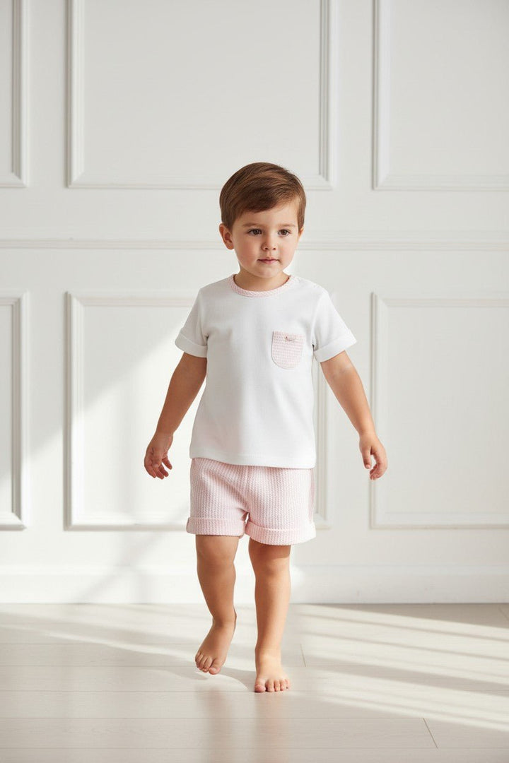 Valentina Bebés "Ollie" Pale Pink Stripe T-Shirt &amp; Shorts - Millie and John