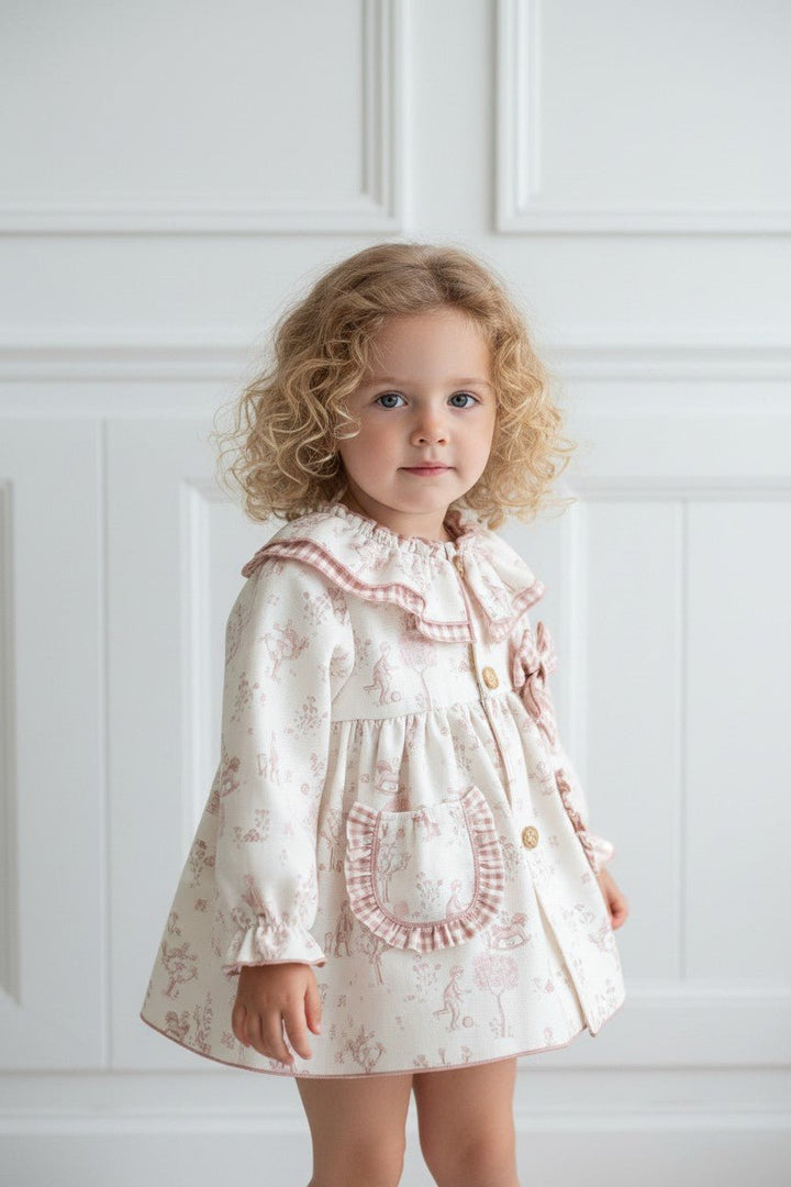 Valentina Bebés "Ottilie" Pale Pink Toile de Jouy Dress &amp; Bloomers - Millie and John