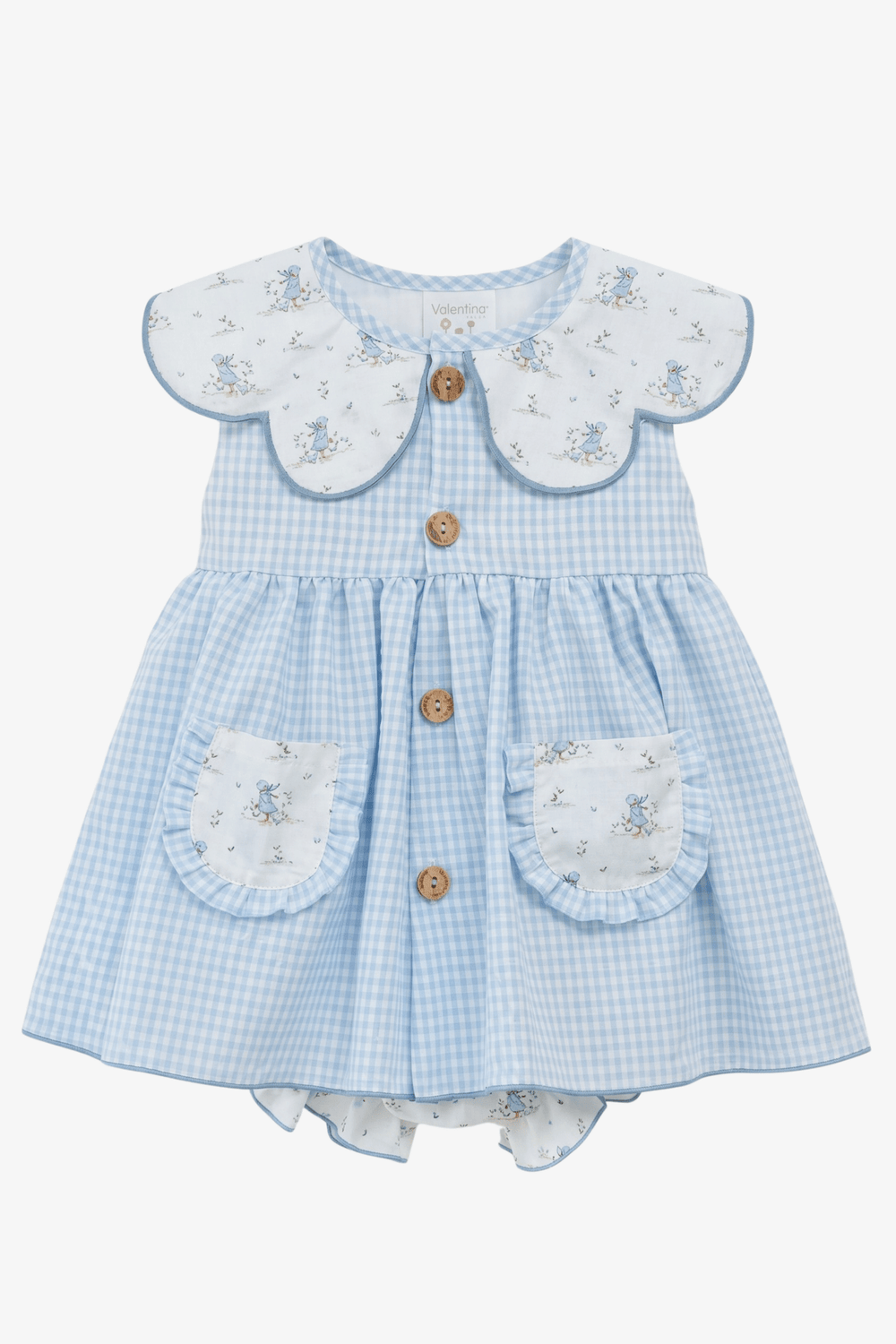 Valentina Bebés "Penelope" Blue Duck Dress & Bloomers - Millie and John