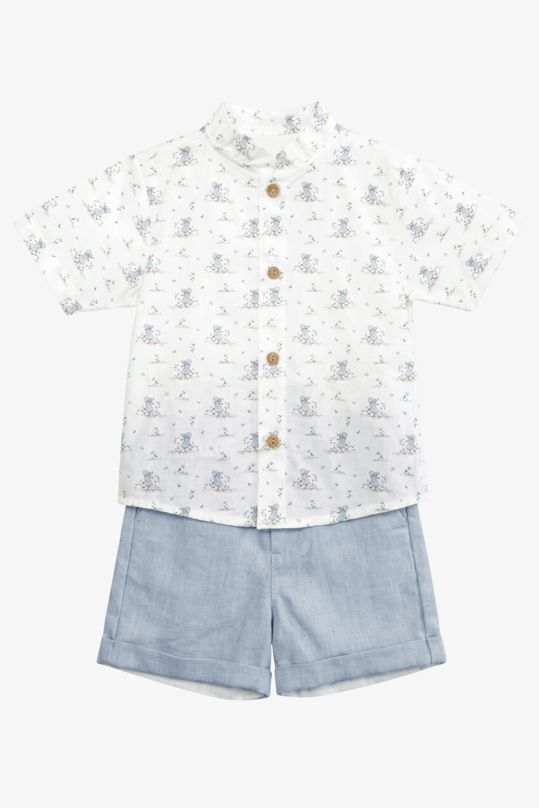Valentina Bebés "Percy" Blue Duck Shirt &amp; Shorts - Millie and John