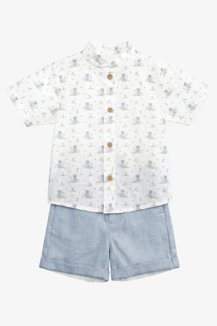 Valentina Bebés "Percy" Blue Duck Shirt &amp; Shorts - Millie and John