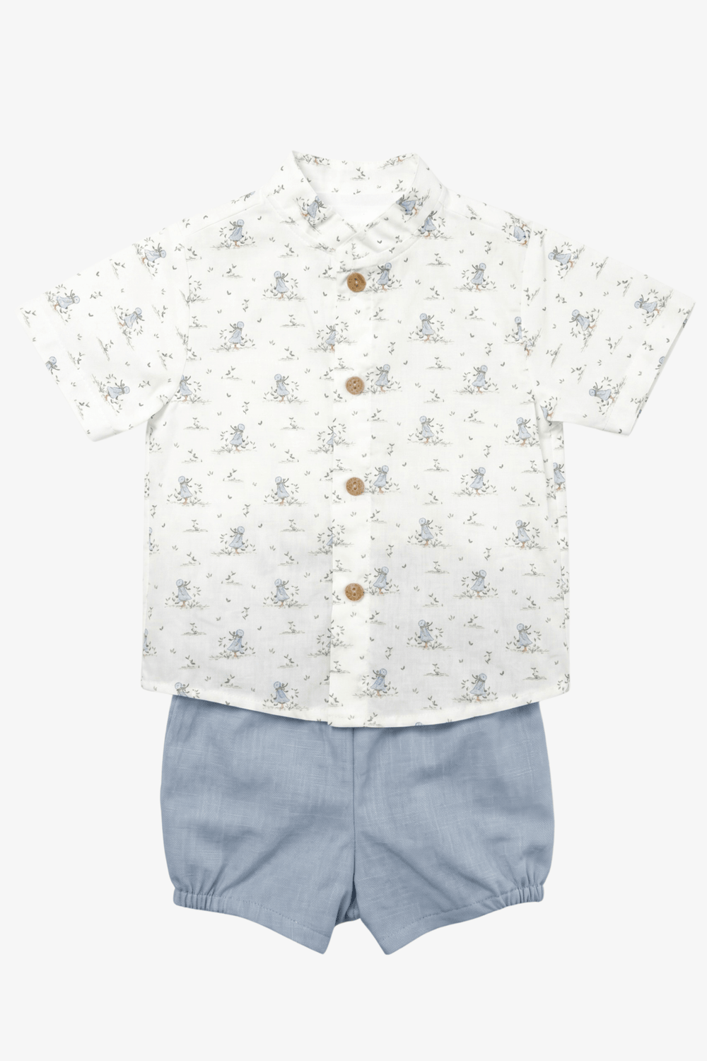 Valentina Bebés "Percy" Blue Duck Shirt & Shorts - Millie and John