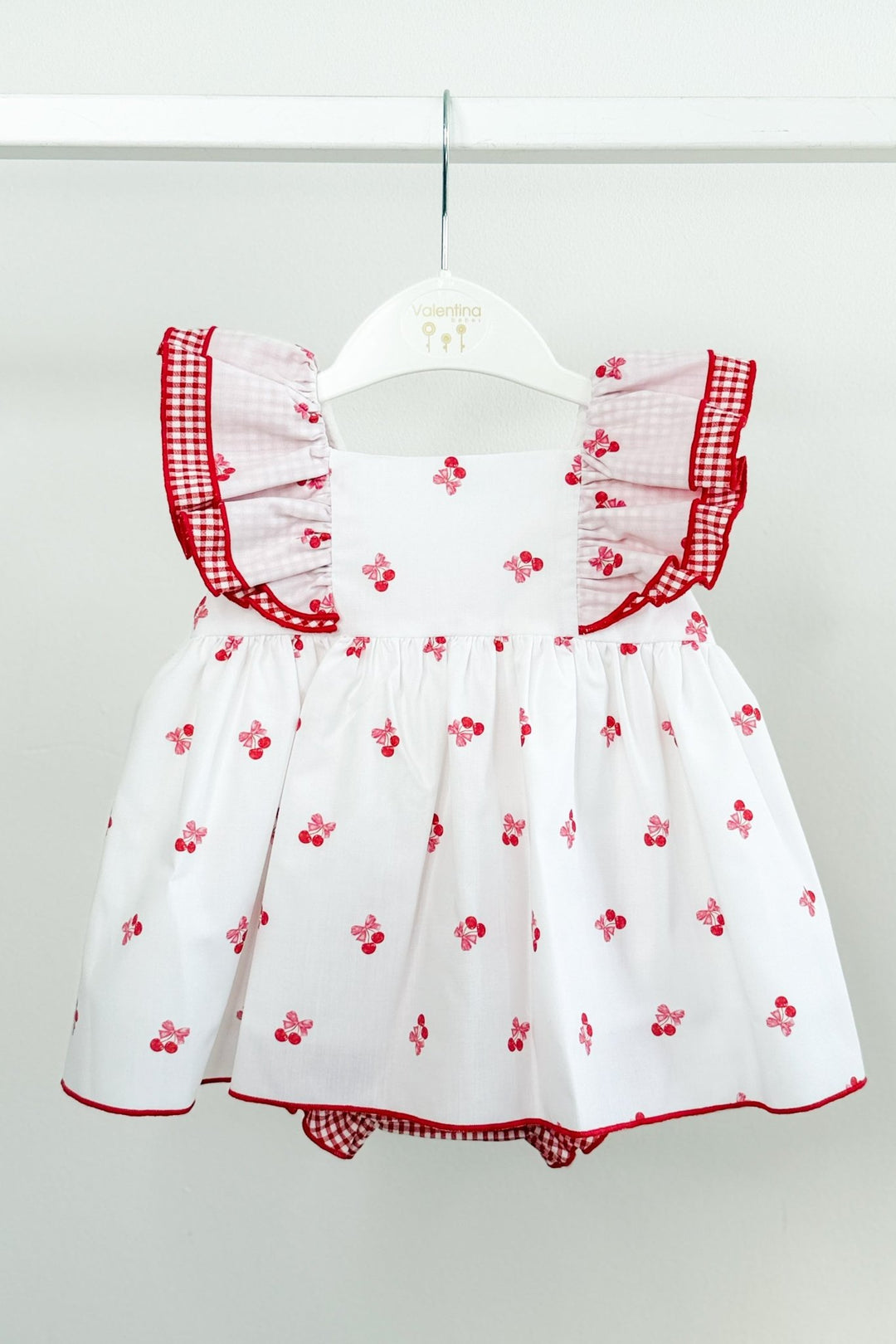 Valentina Bebés "Posie" White & Red Cherry Dress & Bloomers - Millie and John