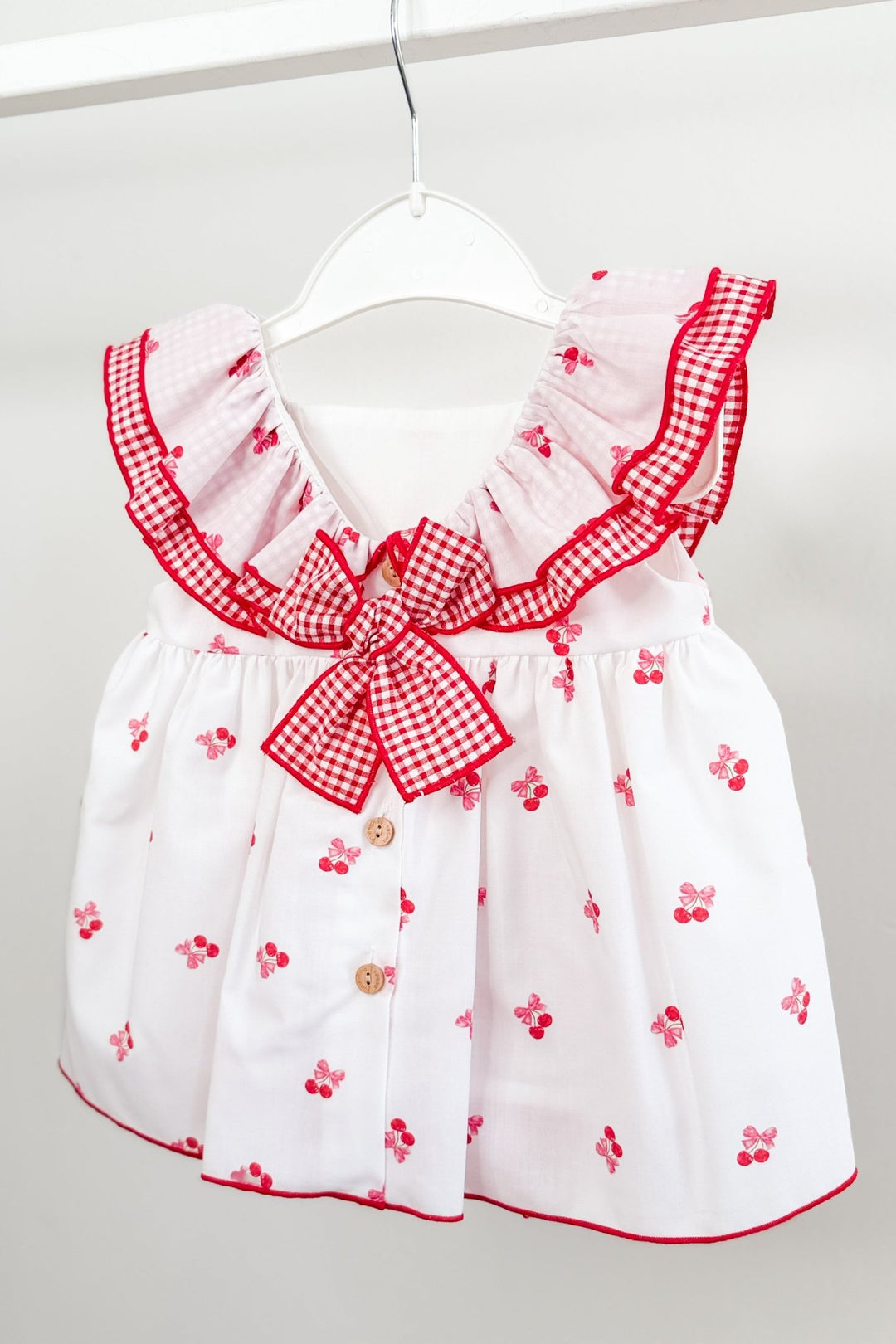Valentina Bebés "Posie" White & Red Cherry Dress & Bloomers - Millie and John