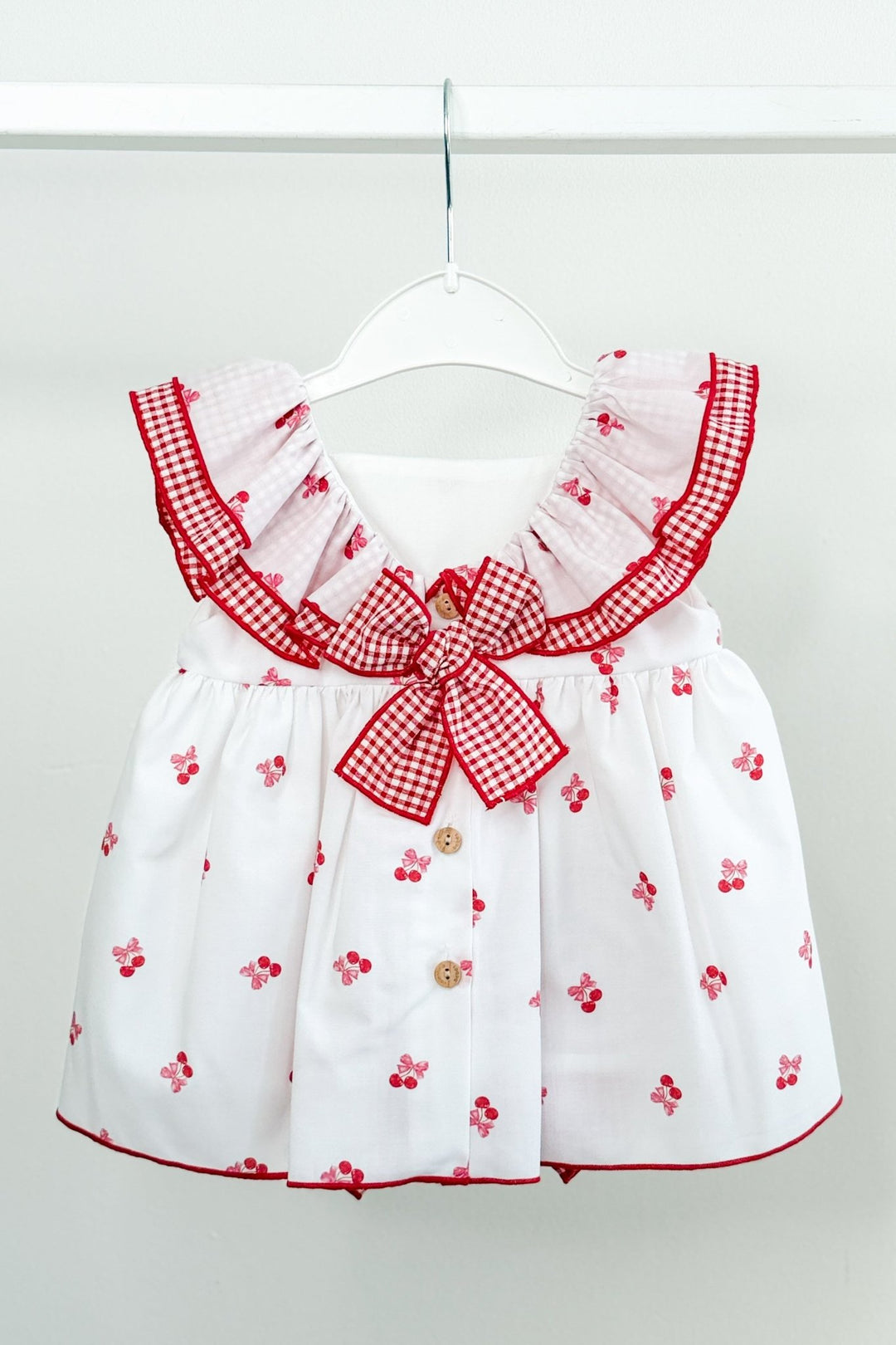 Valentina Bebés "Posie" White & Red Cherry Dress & Bloomers - Millie and John
