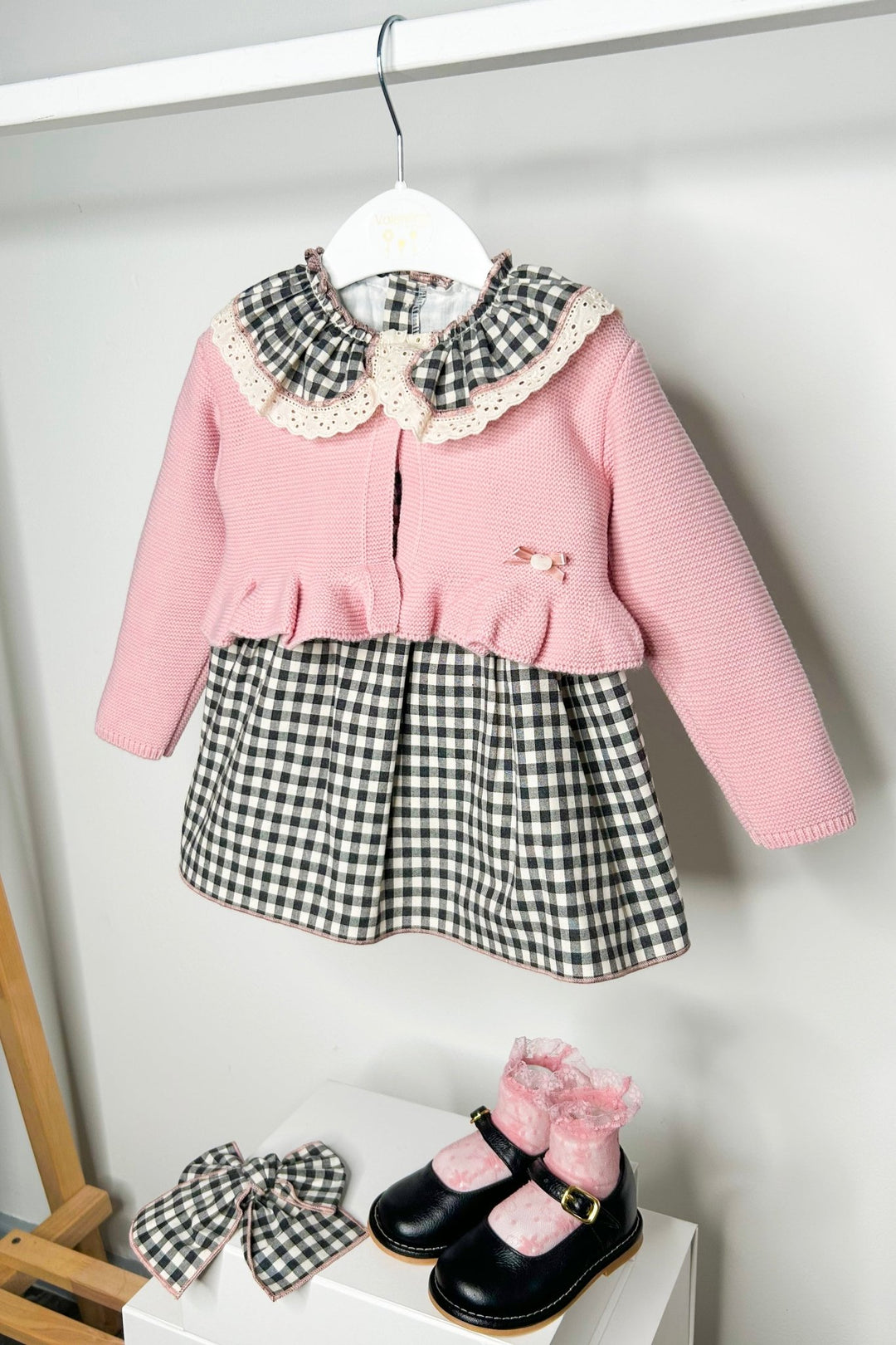 Valentina Bebes "Posy" Black Gingham Dress Set - Millie and John