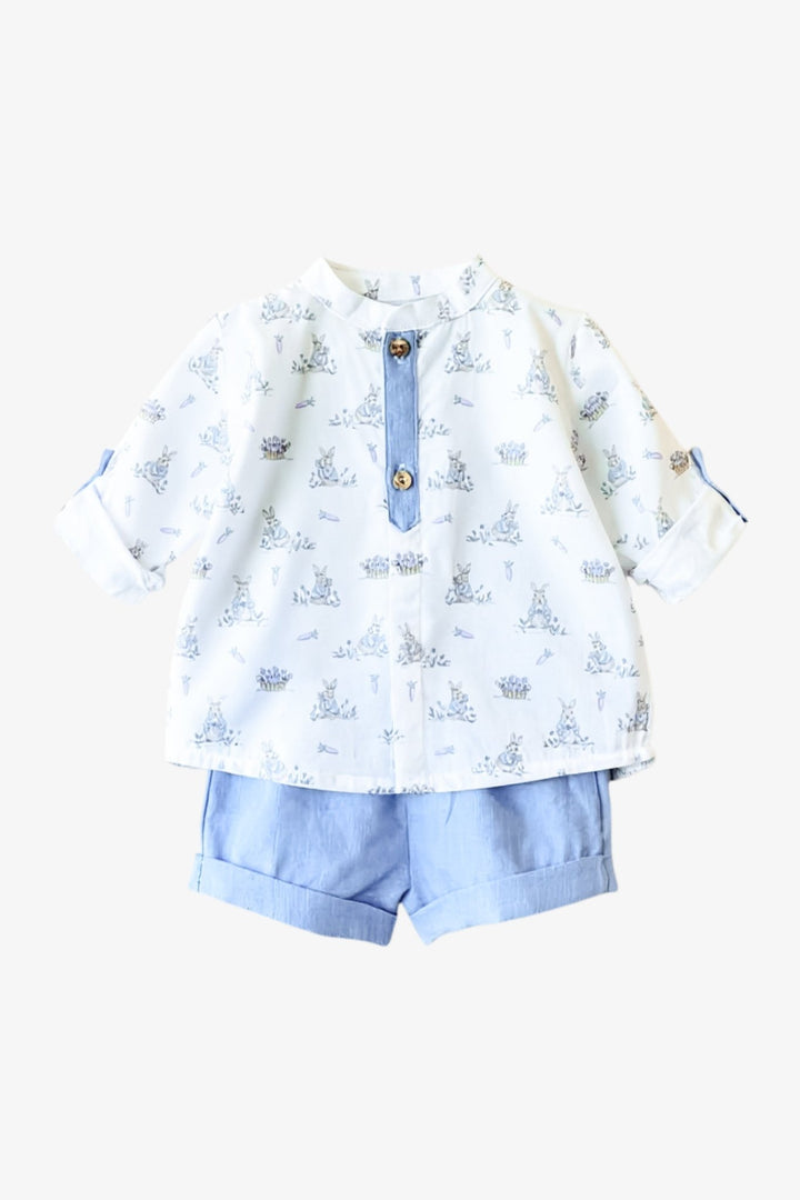 Valentina Bebés PREORDER 🛑 "Oscar" Blue Peter Rabbit Shirt &amp; Shorts - Millie and John