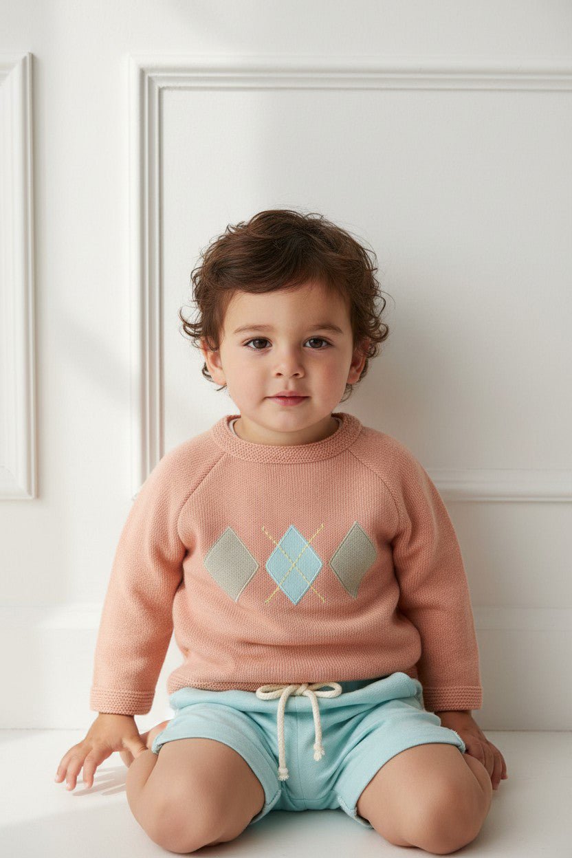 Valentina Bebés "Raphael" Coral Jumper, Top &amp; Mint Shorts - Millie and John