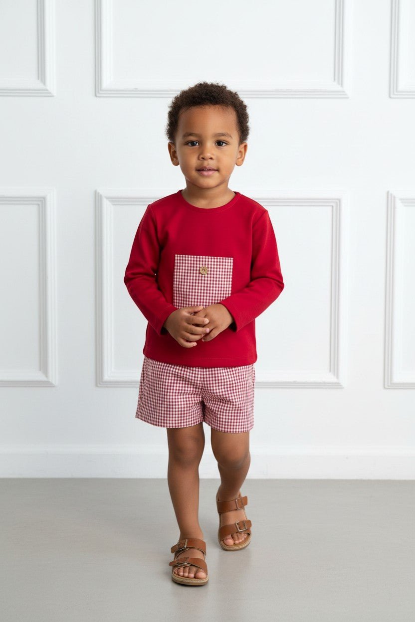 Valentina Bebés "Roland" Red Gingham Top & Shorts - Millie and John